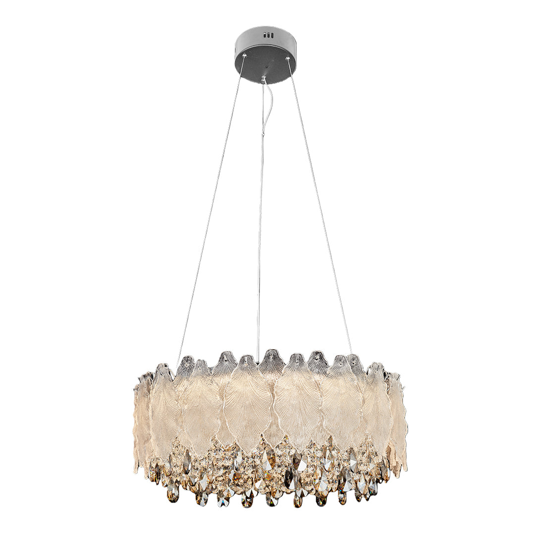 French Country Crystal Chandelier — Champagne Gold Carbon Steel, LED, 3-Step Dimming, 59.1" Adjustable Chain