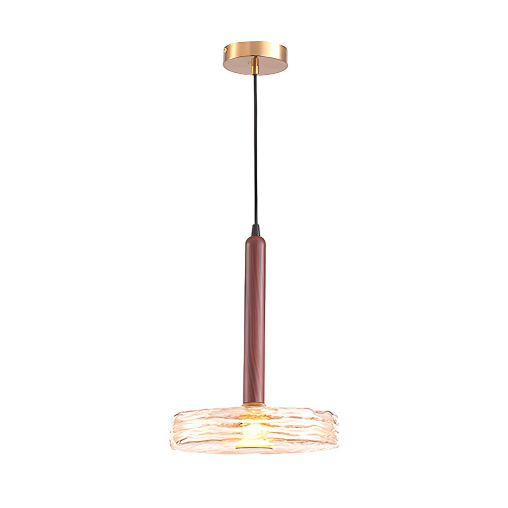 Postmodern Round Glass Mini Pendant — Iron, Amber or Smoke Gray, LED, 9.8" Diameter, Adjustable 59.1" Cord