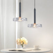 Postmodern Round Glass Mini Pendant — Iron, Amber or Smoke Gray, LED, 9.8" Diameter, Adjustable 59.1" Cord