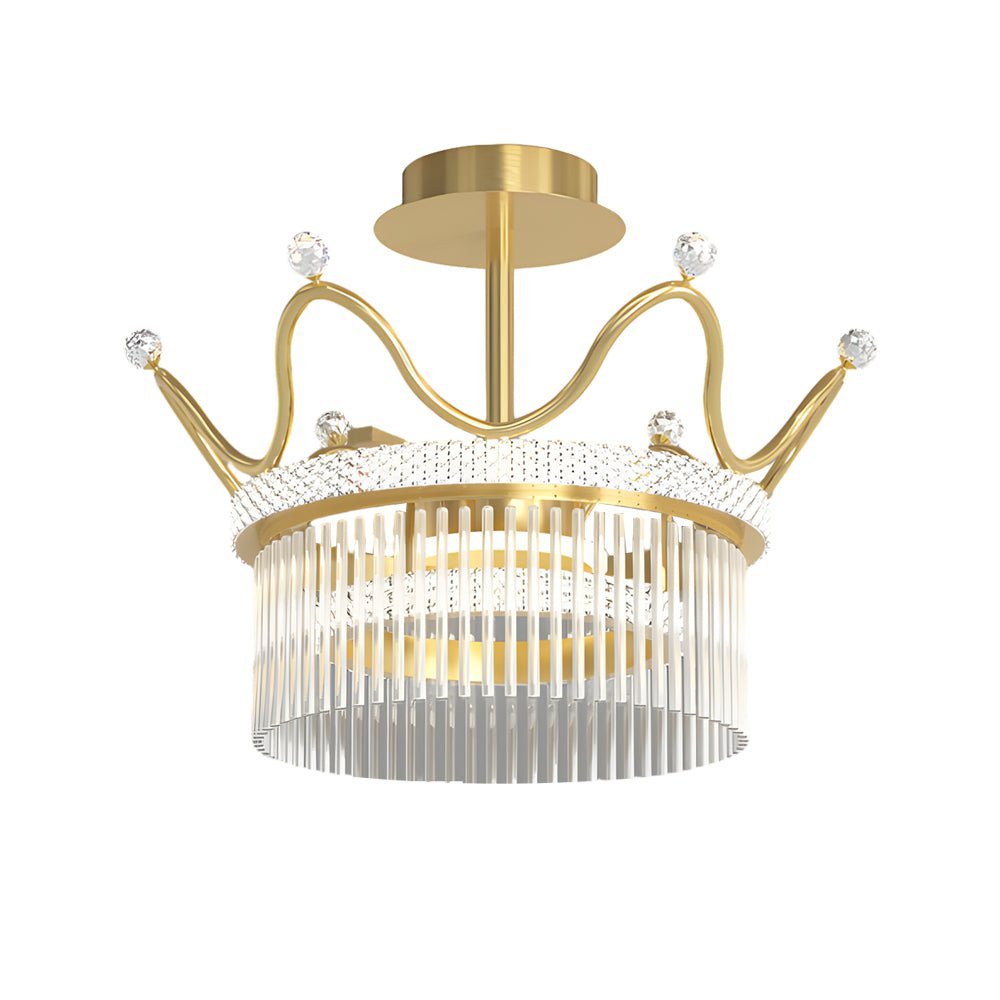 Postmodern Round Crystal Crown Chandelier — Gold Aluminum, Three-Step Dimming, 35W / 55W / 80W, 110–240V