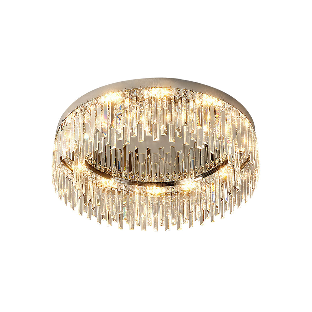 Minimalist Round Crystal Flush Mount — Stainless Steel, K9 Crystal, 3-Step Dimming, E14, 19.7"–31.5"