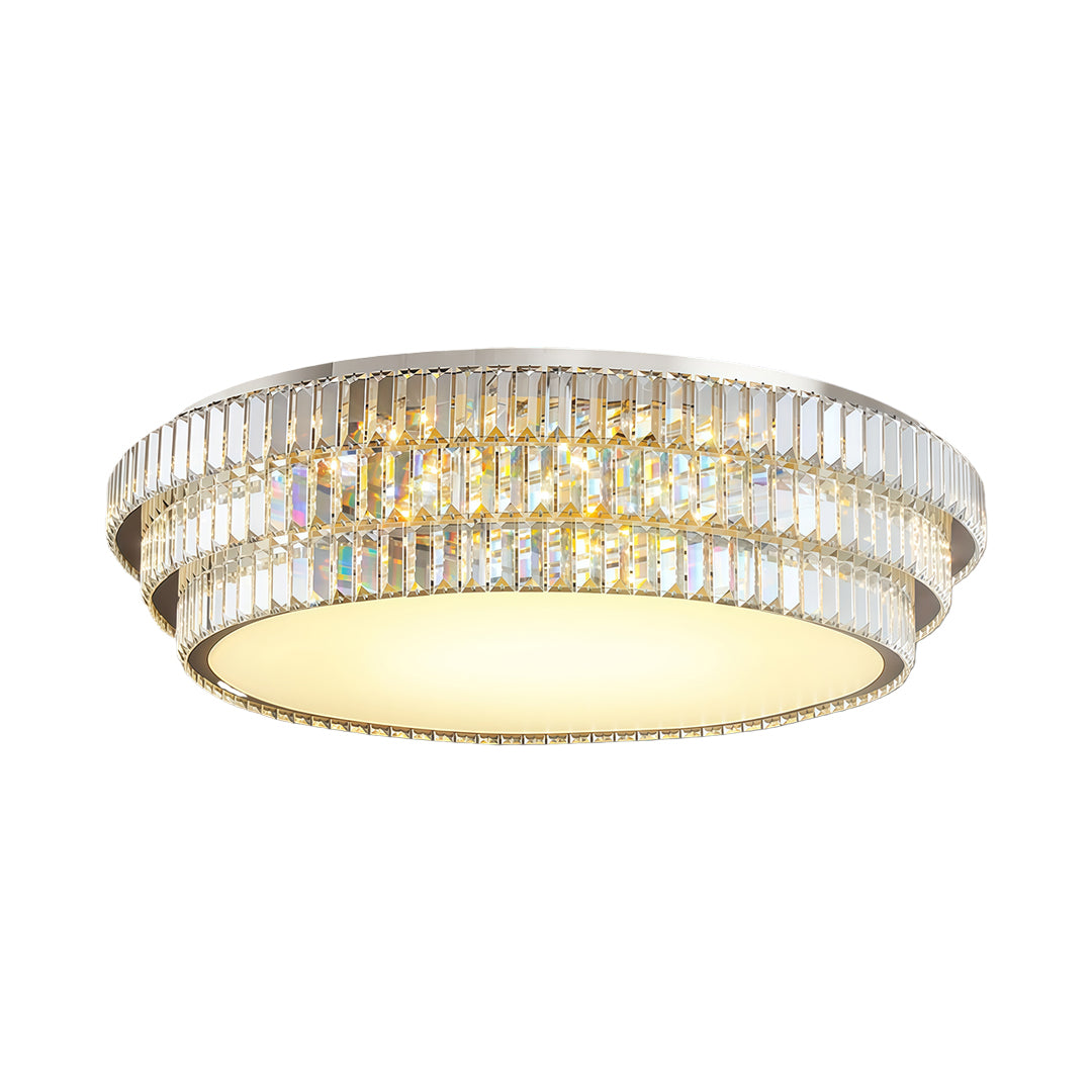 Crystal LED Flush-Mount Light — Chrome Steel, Full-Spectrum Eye-Protection, 3-Color Dimming, Round or Rectangular