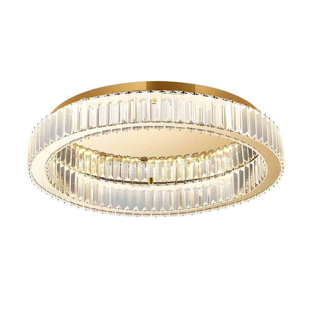 Postmodern Round Crystal Flush-Mount — Stainless Steel, LED, Stepless Dimming, 3000K–6000K, Remote, Gold