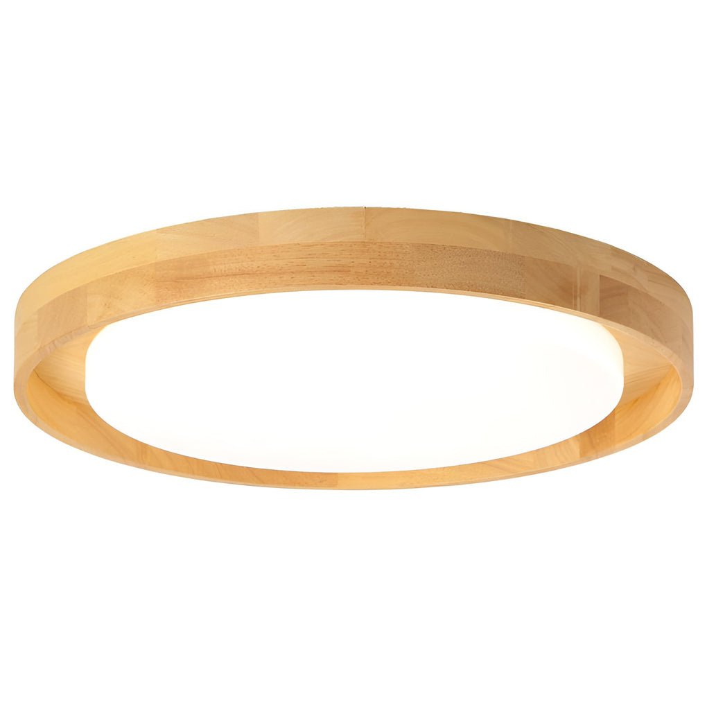 round dimmable led wooden nordic flush mount ceiling light fixture