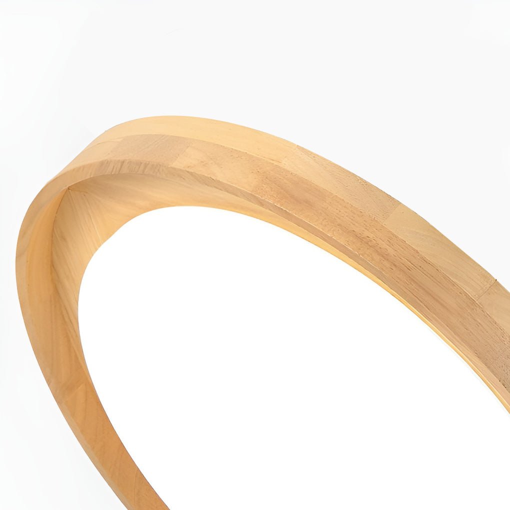 round dimmable led wooden nordic flush mount ceiling light fixture