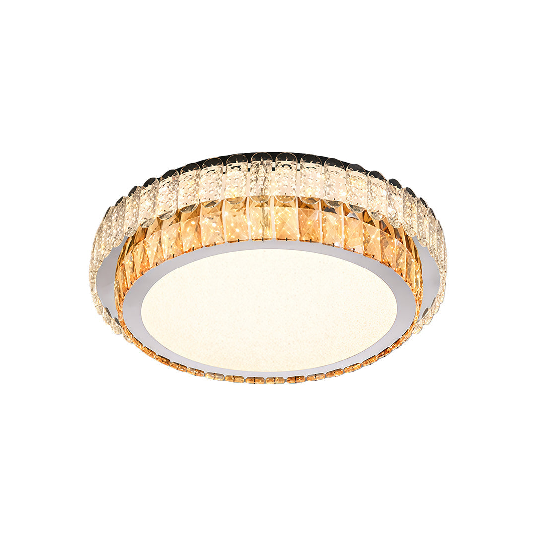 Minimalist Crystal LED Flush-Mount — Chrome Steel, Round/Square/Rectangle, 3-Step Dimming (3000K/4500K/6000K)