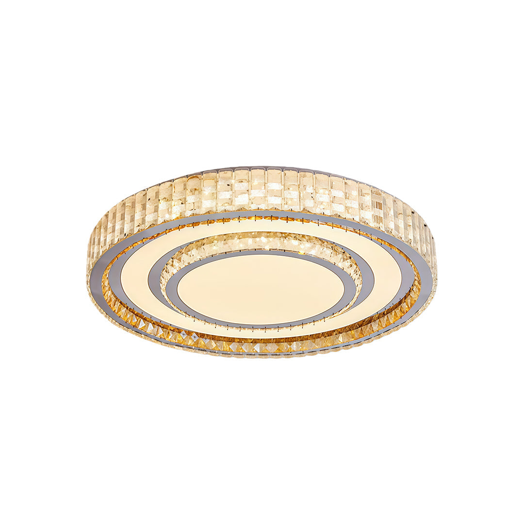 Modern Crystal Flush-Mount LED Light — Chrome Steel, 3-Step Dimming, Round/Square/Rectangle, 6 Sizes