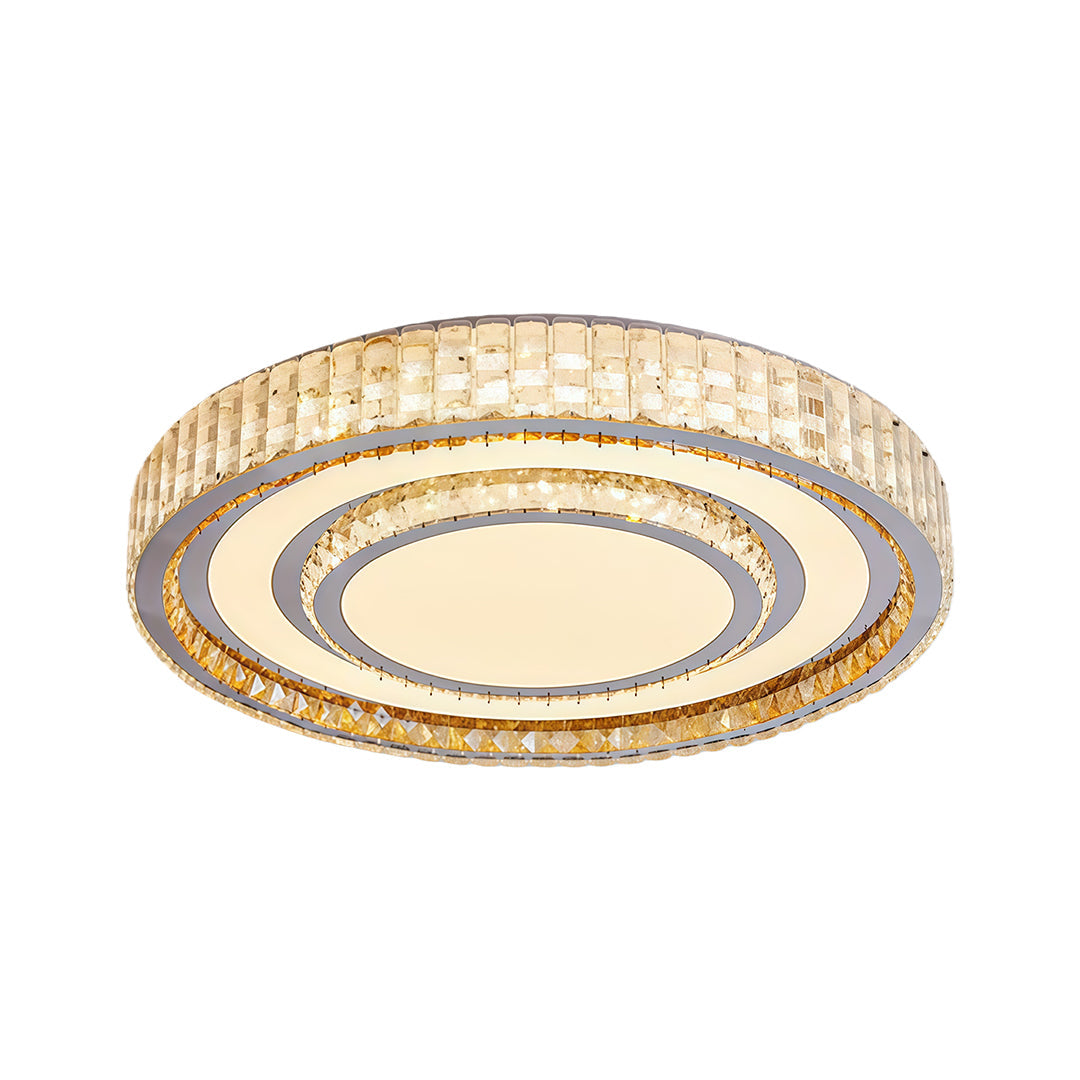 Modern Crystal Flush-Mount LED Light — Chrome Steel, 3-Step Dimming, Round/Square/Rectangle, 6 Sizes