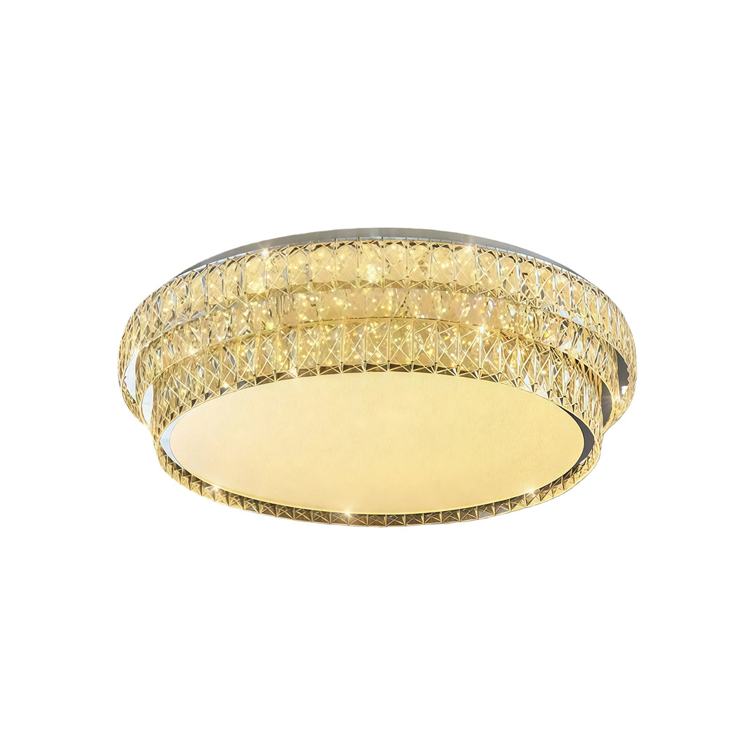 Crystal Flush-Mount Ceiling Light — Chrome Stainless Steel, LED, 3-Step Dimming (3000K/4500K/6000K), Round / Square / Rectangle