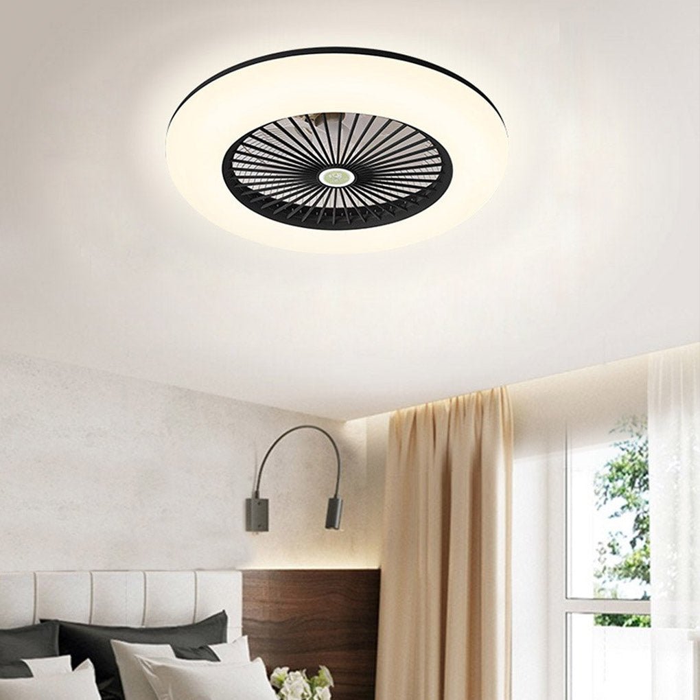 Remote-Controlled Round Flush Mount Bladeless Ceiling Fans with LED Lighting