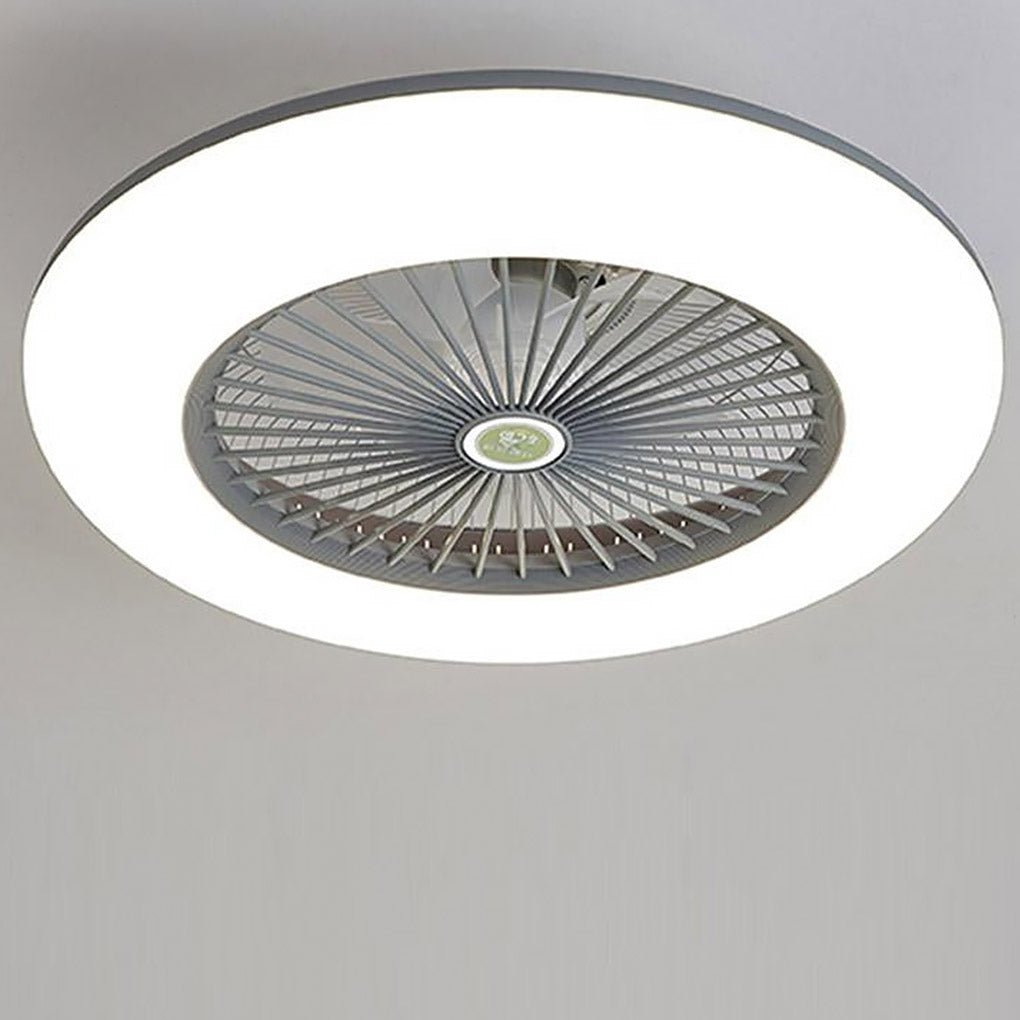 Remote-Controlled Round Flush Mount Bladeless Ceiling Fans with LED Lighting