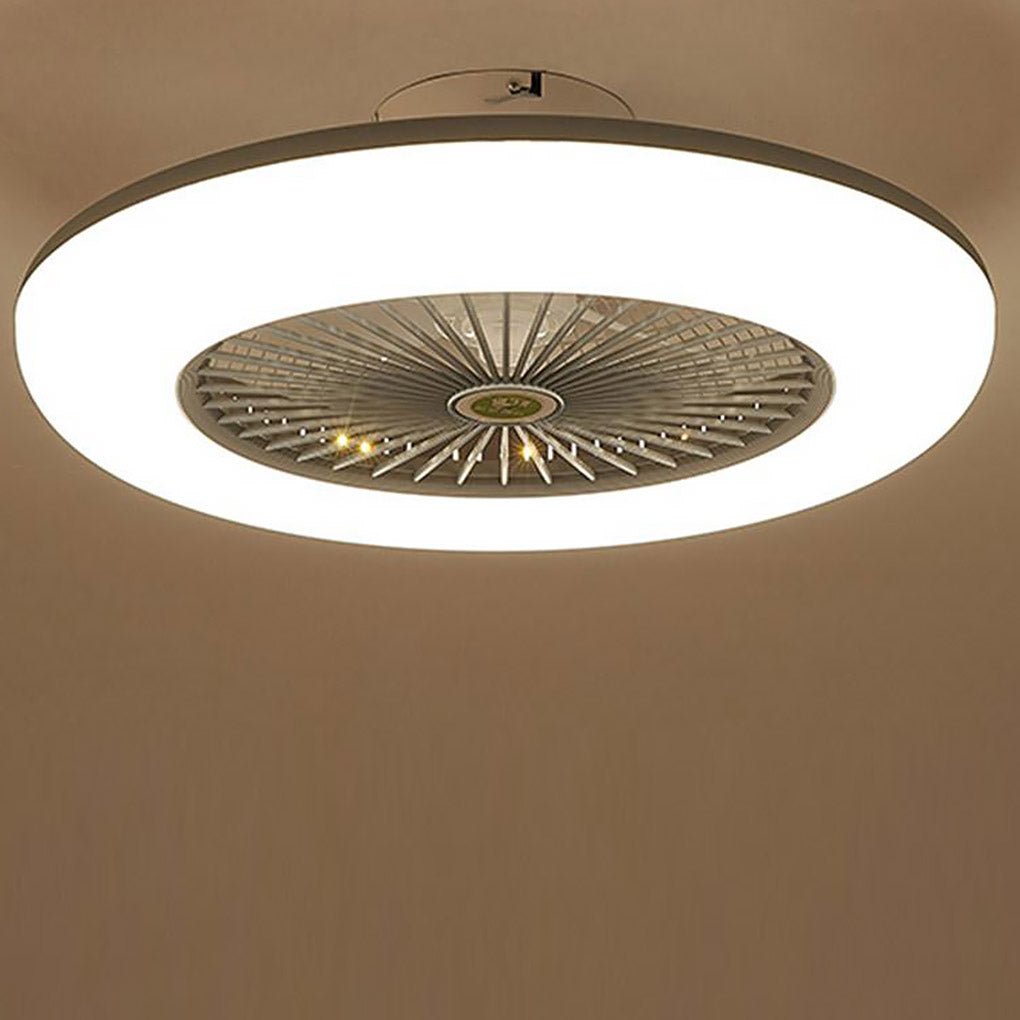 Remote-Controlled Round Flush Mount Bladeless Ceiling Fans with LED Lighting