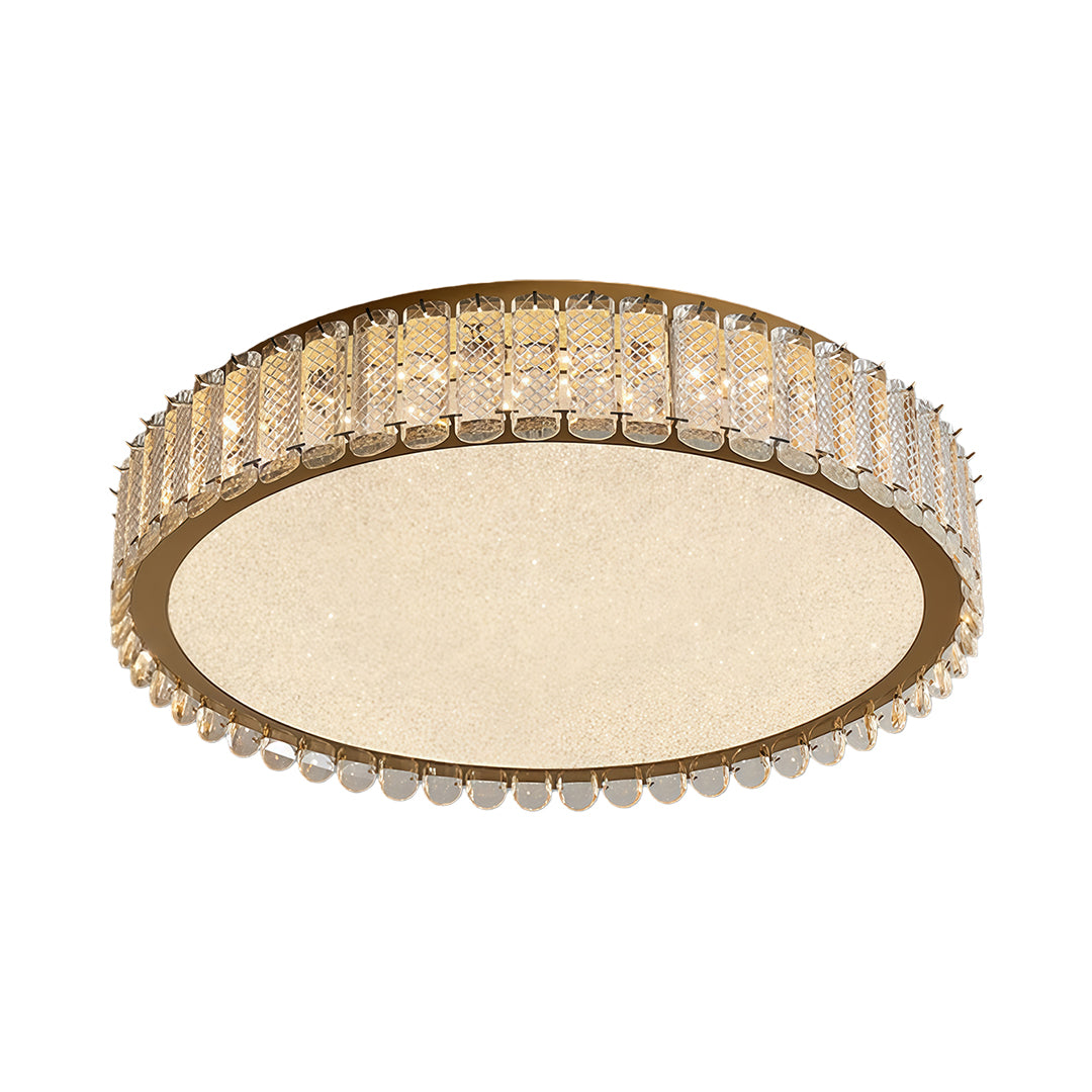 Crystal Flush-Mount Ceiling Light — Chrome Stainless Steel, LED, Three-Color Dimming, Round & Rectangular Sizes