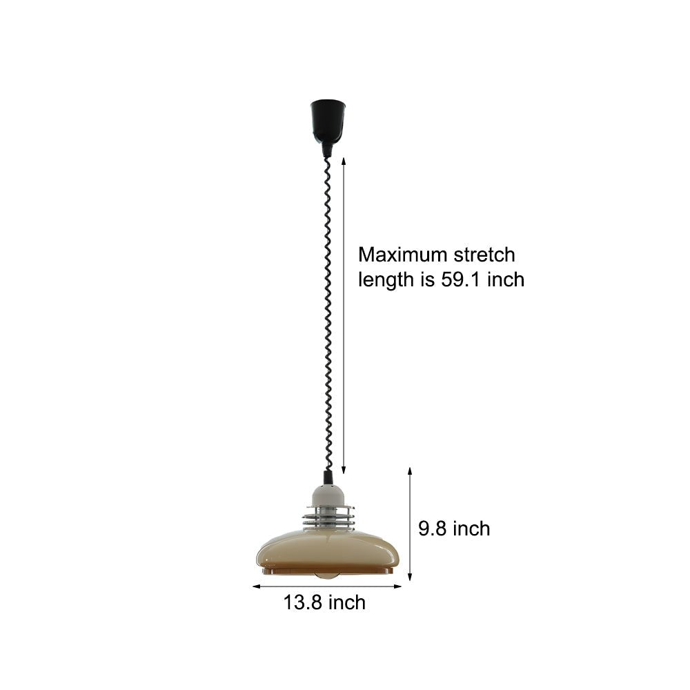 Round Glass Pendant Light — Milky Cream, Iron, E27, 3-Step Dimming, 13.8" Diameter
