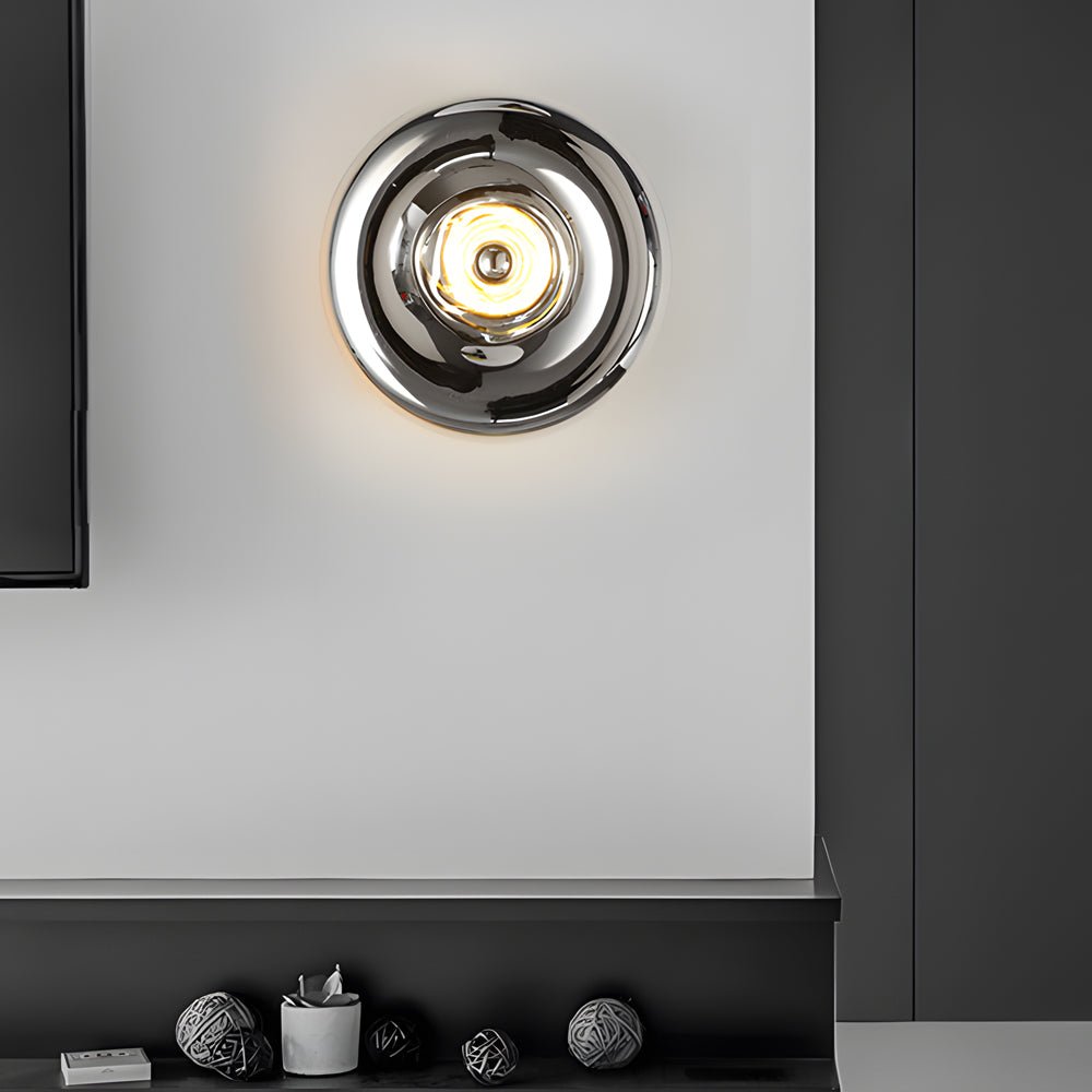 Round Lava Glass Wall Sconce — Aluminum, E27, Postmodern, Gold / Silver / Rose Gold