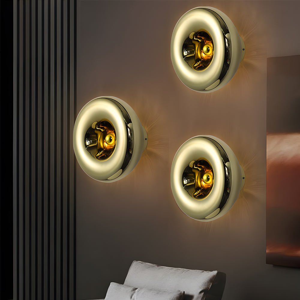 Round Lava Glass Wall Sconce — Aluminum, E27, Postmodern, Gold / Silver / Rose Gold
