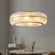 Round Glass Chandelier — Postmodern, 3-Step Dimming (3000K / 4500K / 6000K), E14, Hardwired