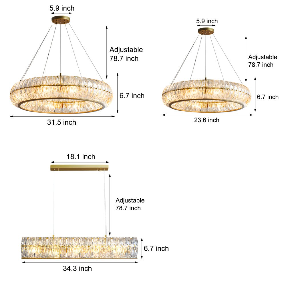 Round Glass Chandelier — Postmodern, 3-Step Dimming (3000K / 4500K / 6000K), E14, Hardwired