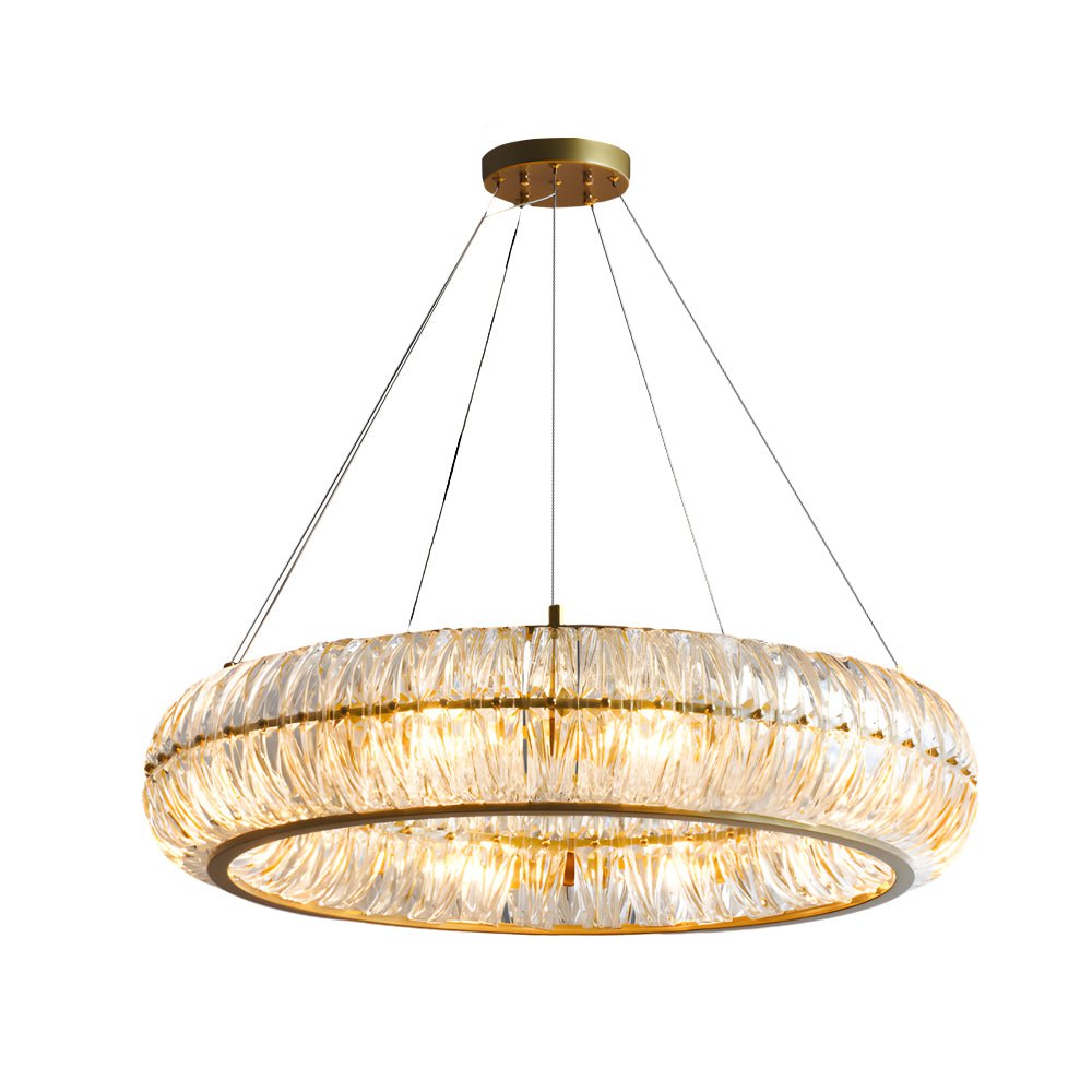 Round Glass Chandelier — Postmodern, 3-Step Dimming (3000K / 4500K / 6000K), E14, Hardwired