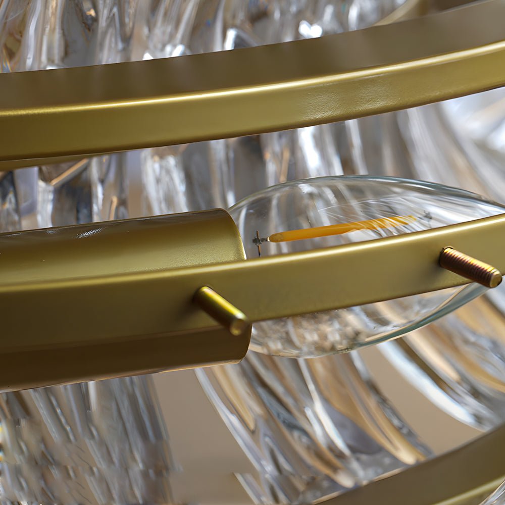 Round Glass Chandelier — Postmodern, 3-Step Dimming (3000K / 4500K / 6000K), E14, Hardwired
