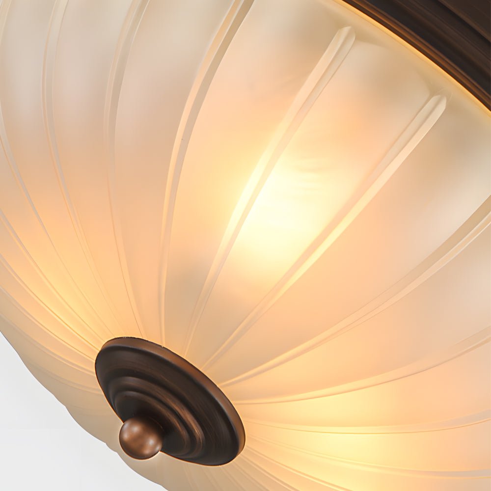 Round Glass Flush-Mount Ceiling Light — Iron, E27, Black or Bronze, 13"–18.9"