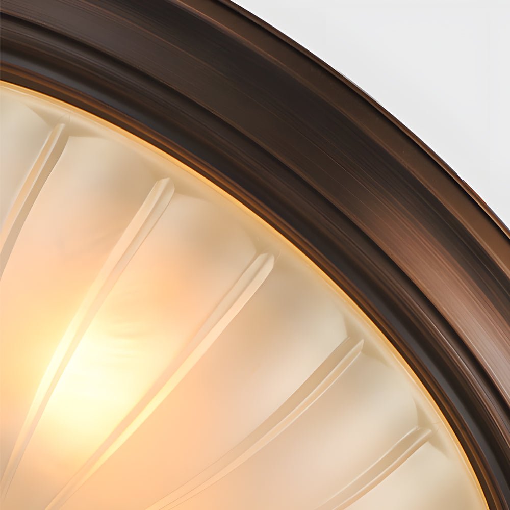 Round Glass Flush-Mount Ceiling Light — Iron, E27, Black or Bronze, 13"–18.9"