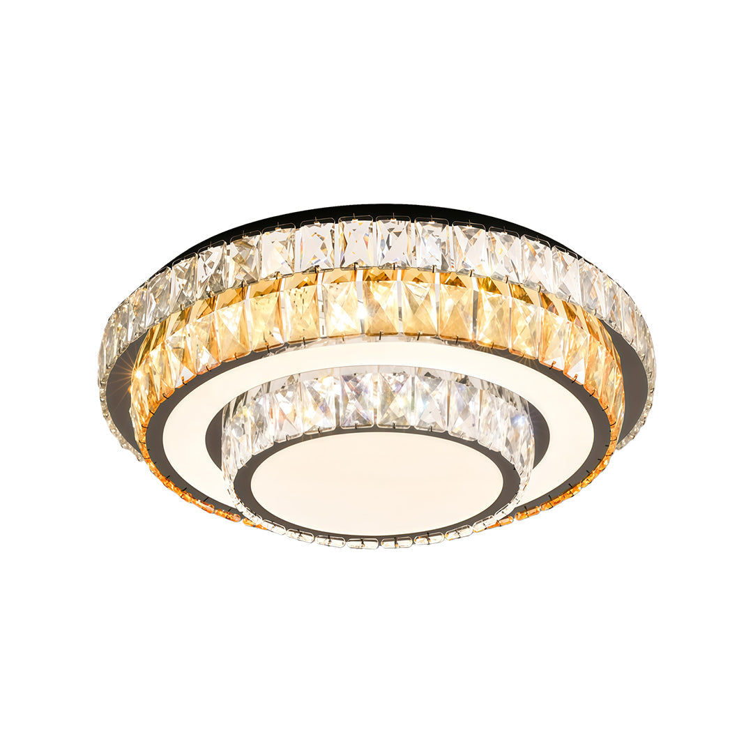 Crystal Flush-Mount Ceiling Light — Chrome Stainless Steel, LED, 3-Step Dimming (3000K/4500K/6000K), Round / Square / Rectangle