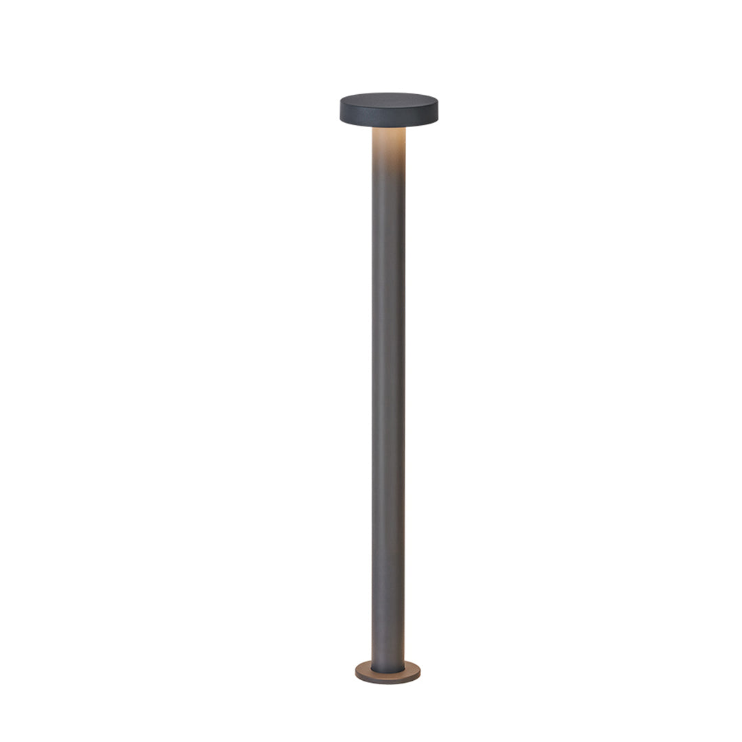Modern Outdoor LED Bollard Path Light — Sand-Gray Aluminum, Transparent Glass, IP65, 3000K Warm, 320mm / 670mm / 770mm