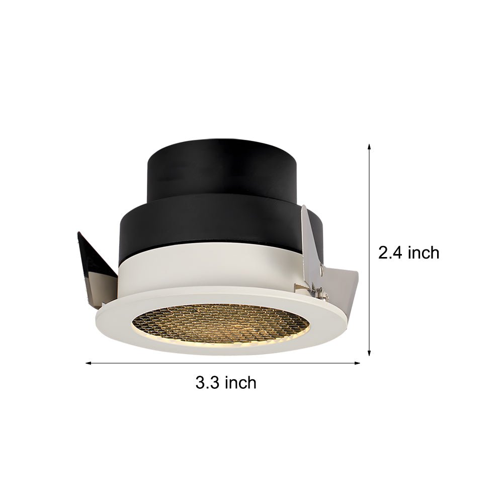 Honeycomb Anti-Glare Recessed Downlight — Matte White Aluminum, 7W LED, 3", 3000K / 4000K