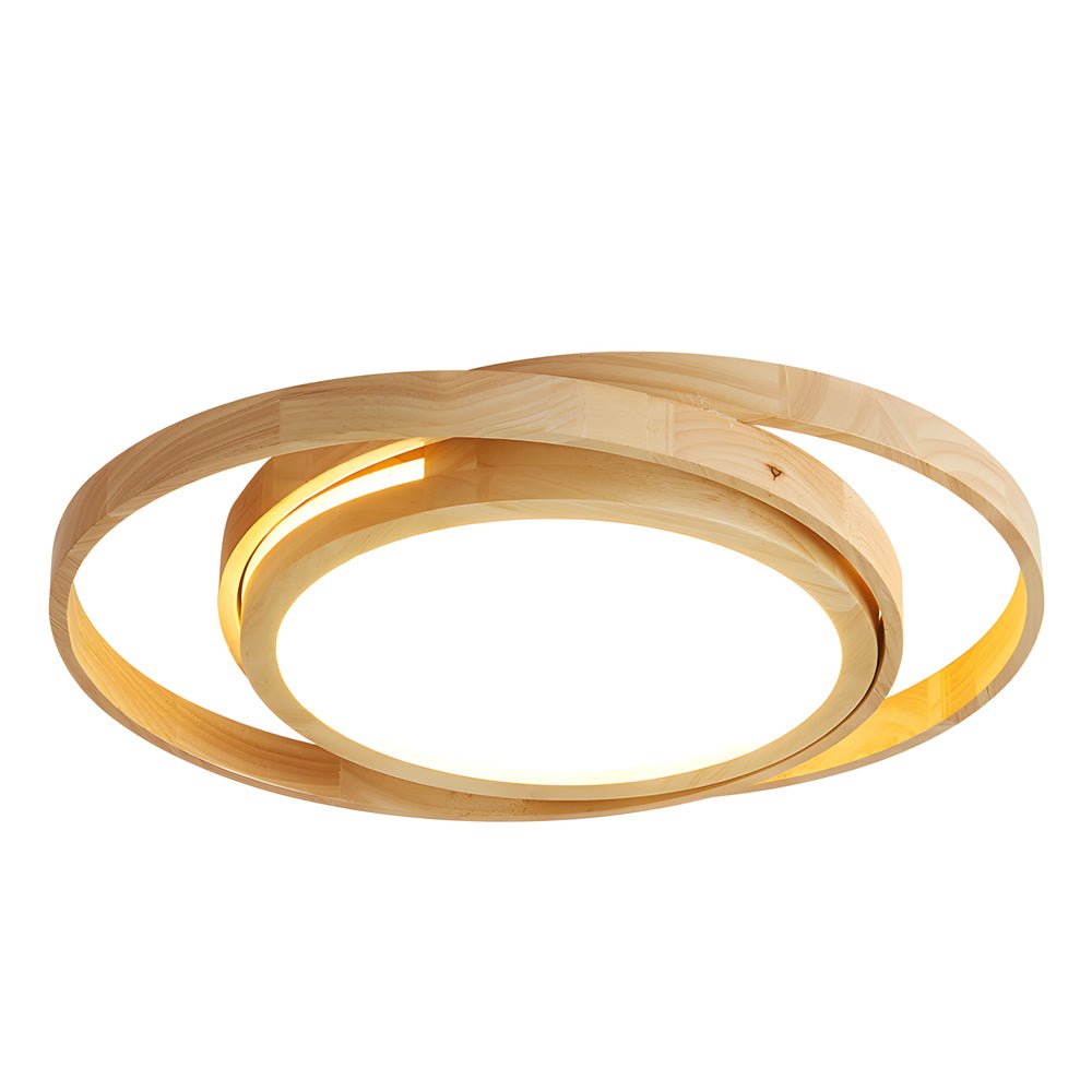 round led flush mount ceiling light with wooden oval rings and acrylic design ideal for bedroom lighting