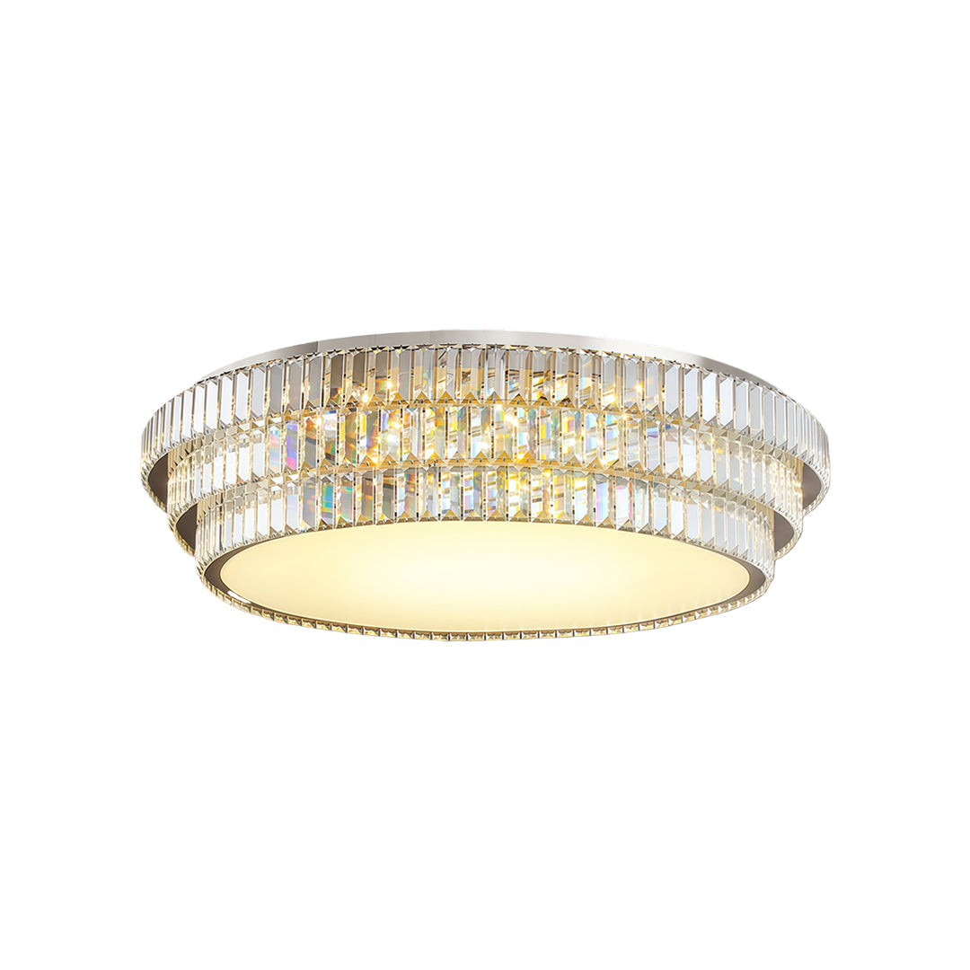 Crystal LED Flush-Mount Light — Chrome Steel, Full-Spectrum Eye-Protection, 3-Color Dimming, Round or Rectangular