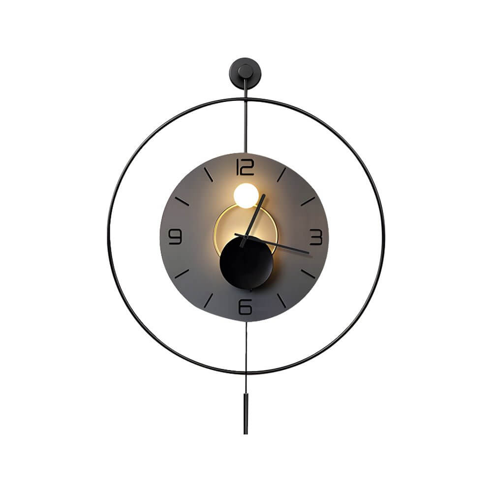 round led metal wall clock with battery operation for hanging