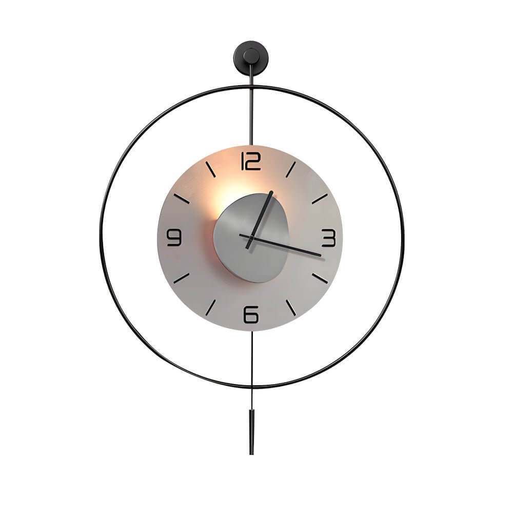 round led metal wall clock with battery operation for hanging