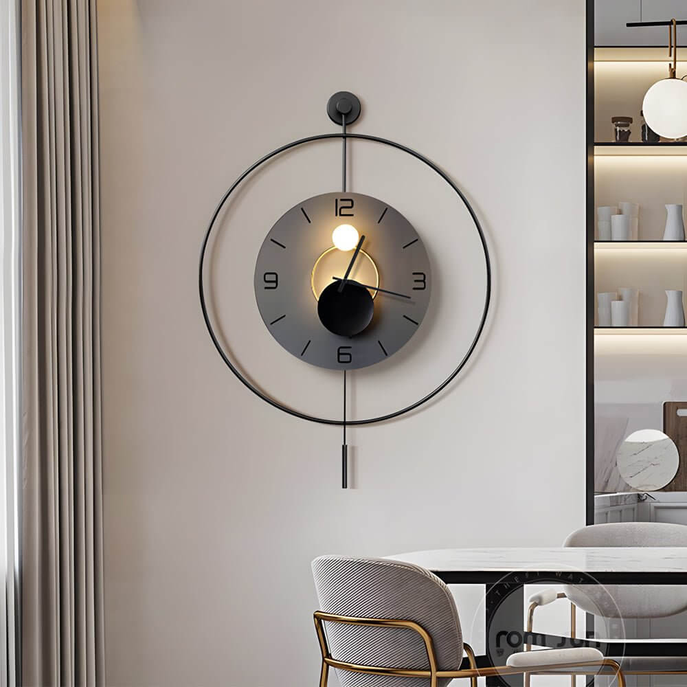 round led metal wall clock with battery operation for hanging