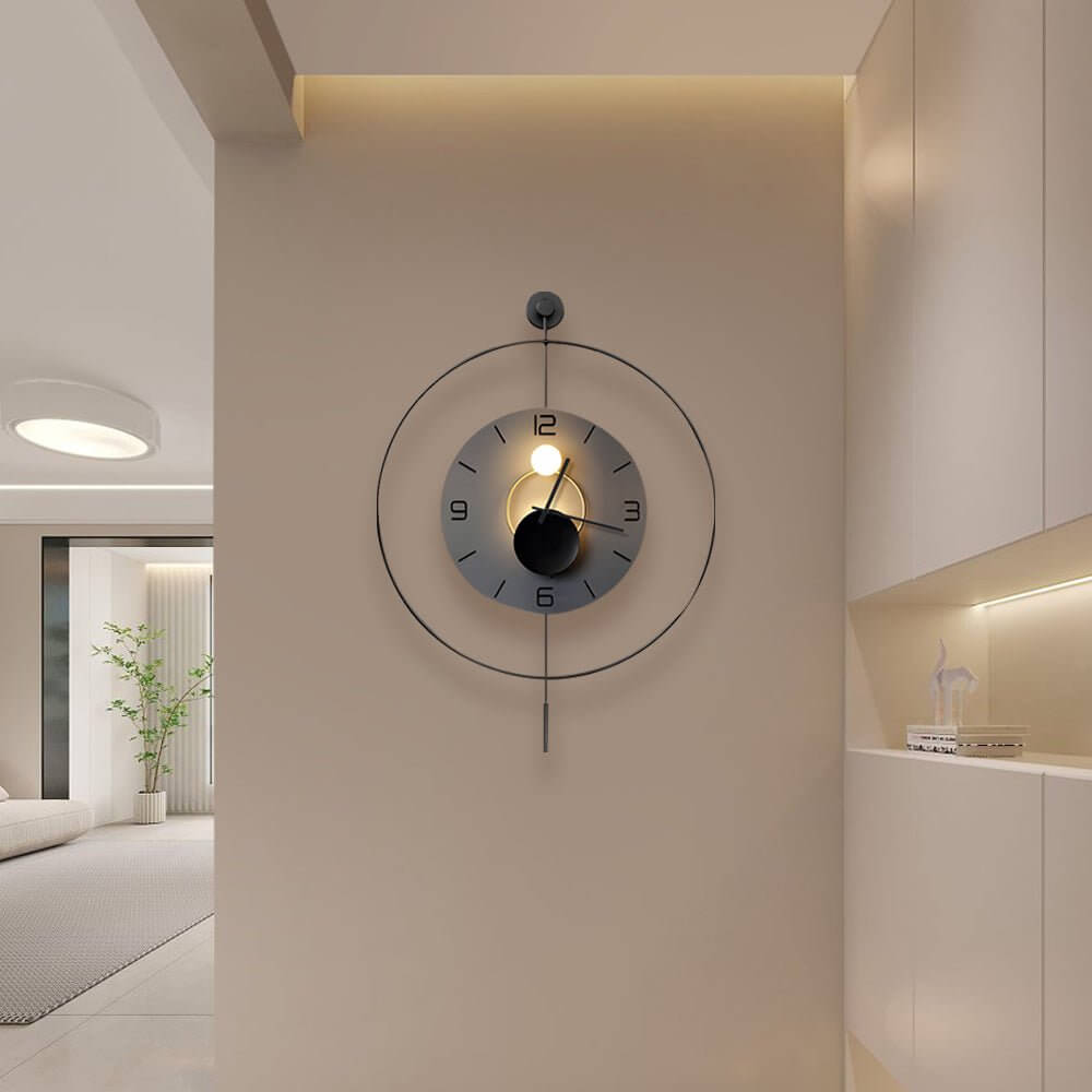 round led metal wall clock with battery operation for hanging