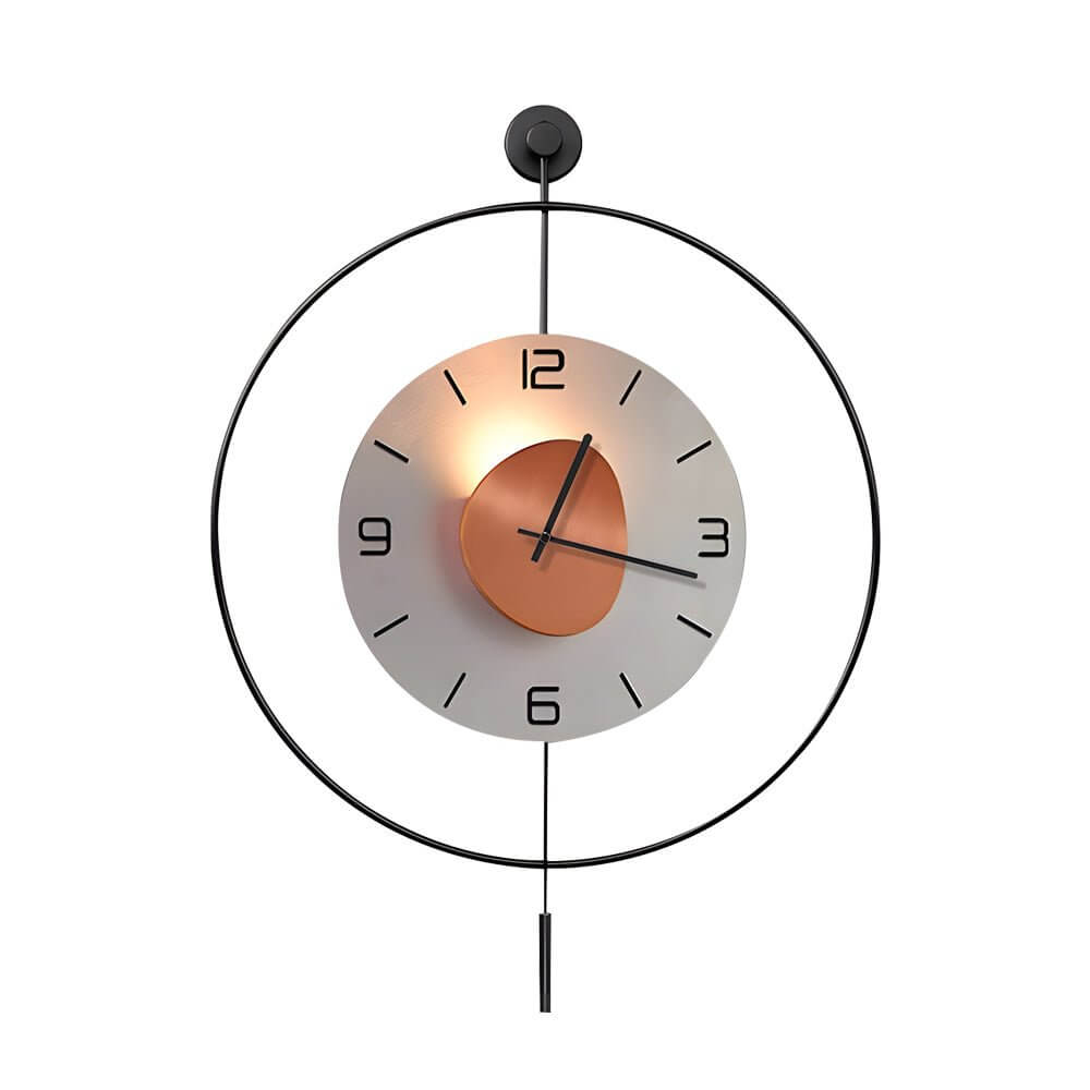 round led metal wall clock with battery operation for hanging