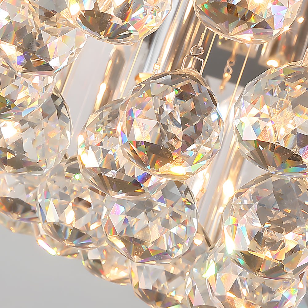 Round Crystal Flush-Mount Ceiling Light — Stainless Steel, 12W E14 LED, 3-Step Dimming, 23.6" Diameter