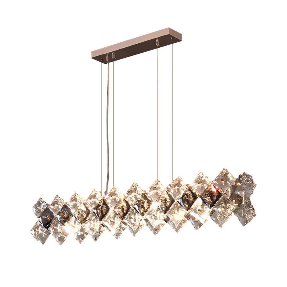 Modern Round & Long Crystal Chandelier — K9 Crystal, Electroplated Hardware, 3-Step Dimming, E14