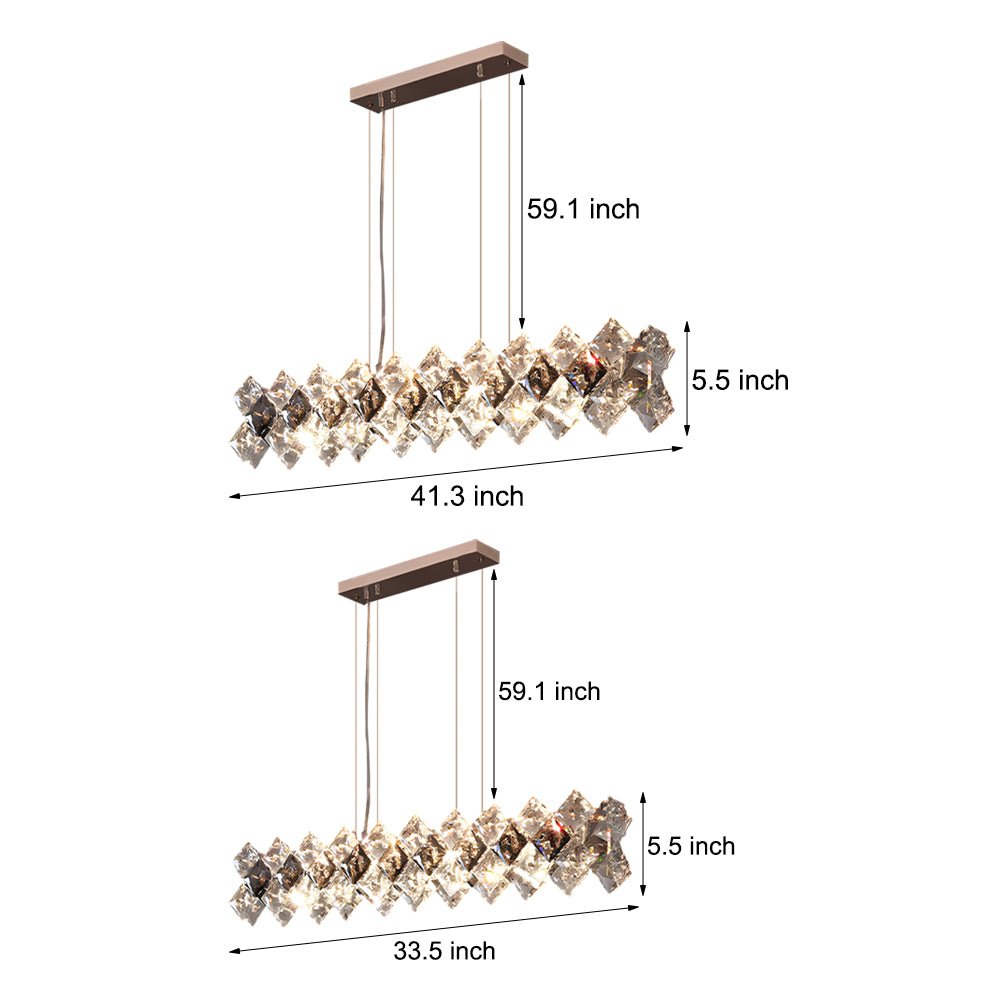 Modern Round & Long Crystal Chandelier — K9 Crystal, Electroplated Hardware, 3-Step Dimming, E14
