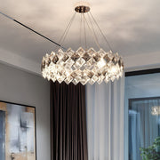 Modern Round & Long Crystal Chandelier — K9 Crystal, Electroplated Hardware, 3-Step Dimming, E14