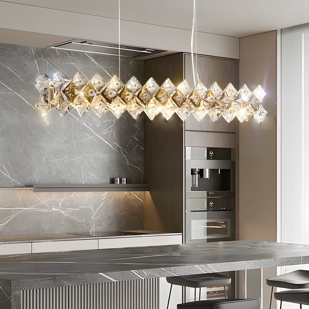 Modern Round & Long Crystal Chandelier — K9 Crystal, Electroplated Hardware, 3-Step Dimming, E14