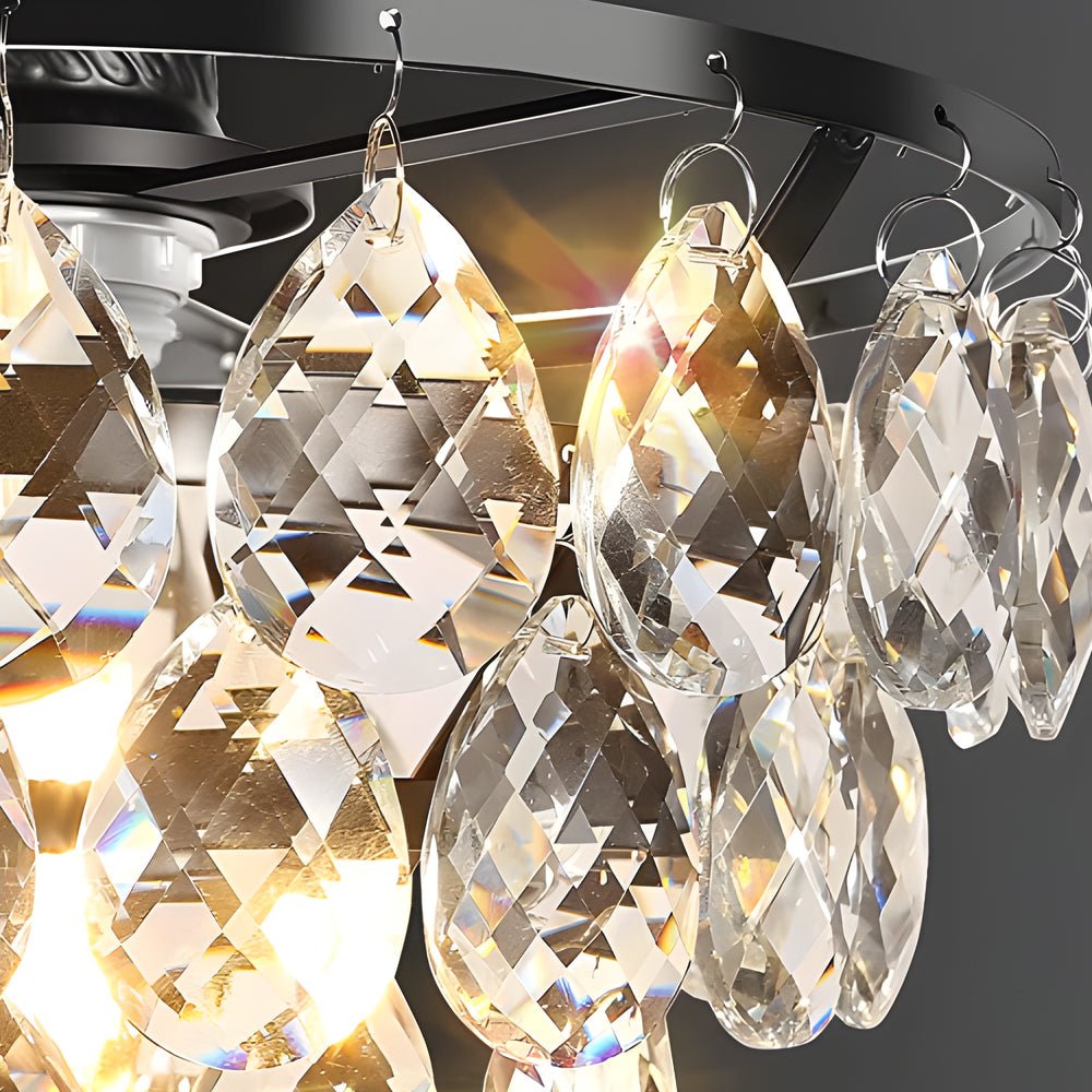 Modern Round Black Crystal Chandelier - Simple Luxury Ceiling Light Fixture