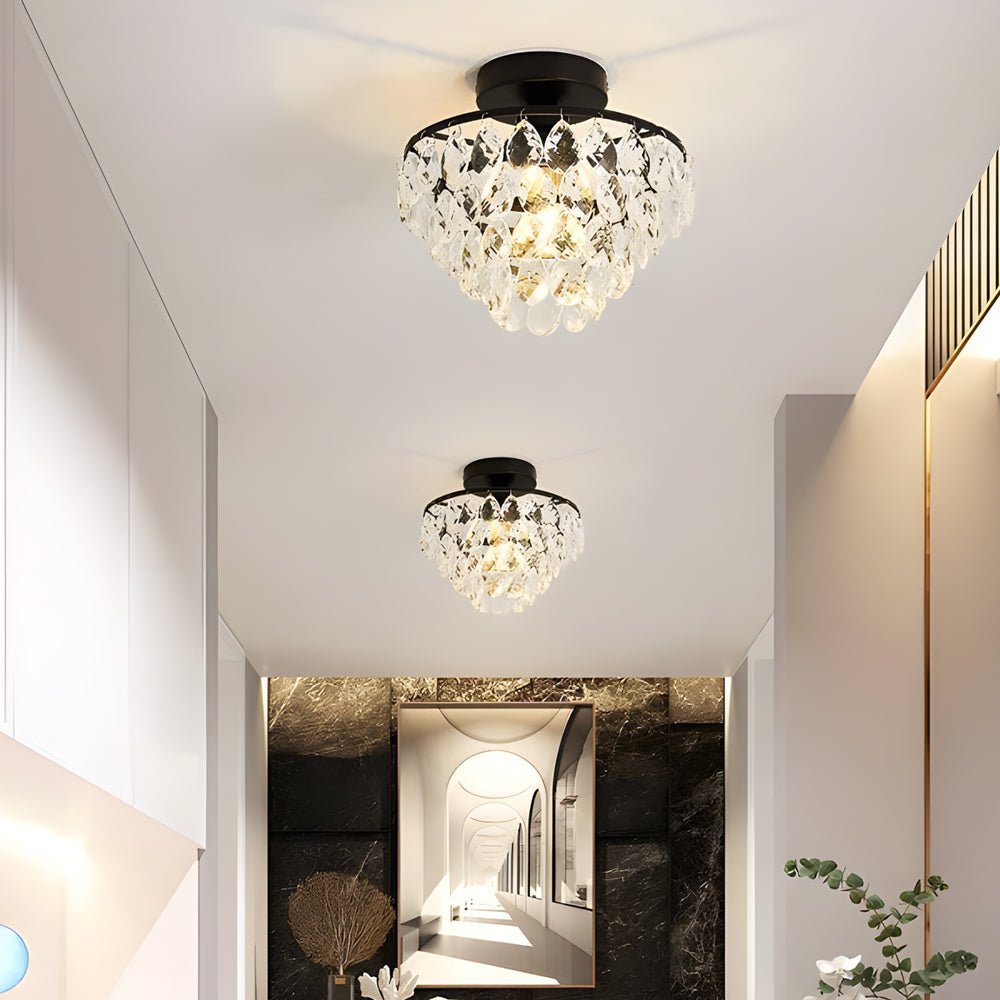 Modern Round Black Crystal Chandelier - Simple Luxury Ceiling Light Fixture