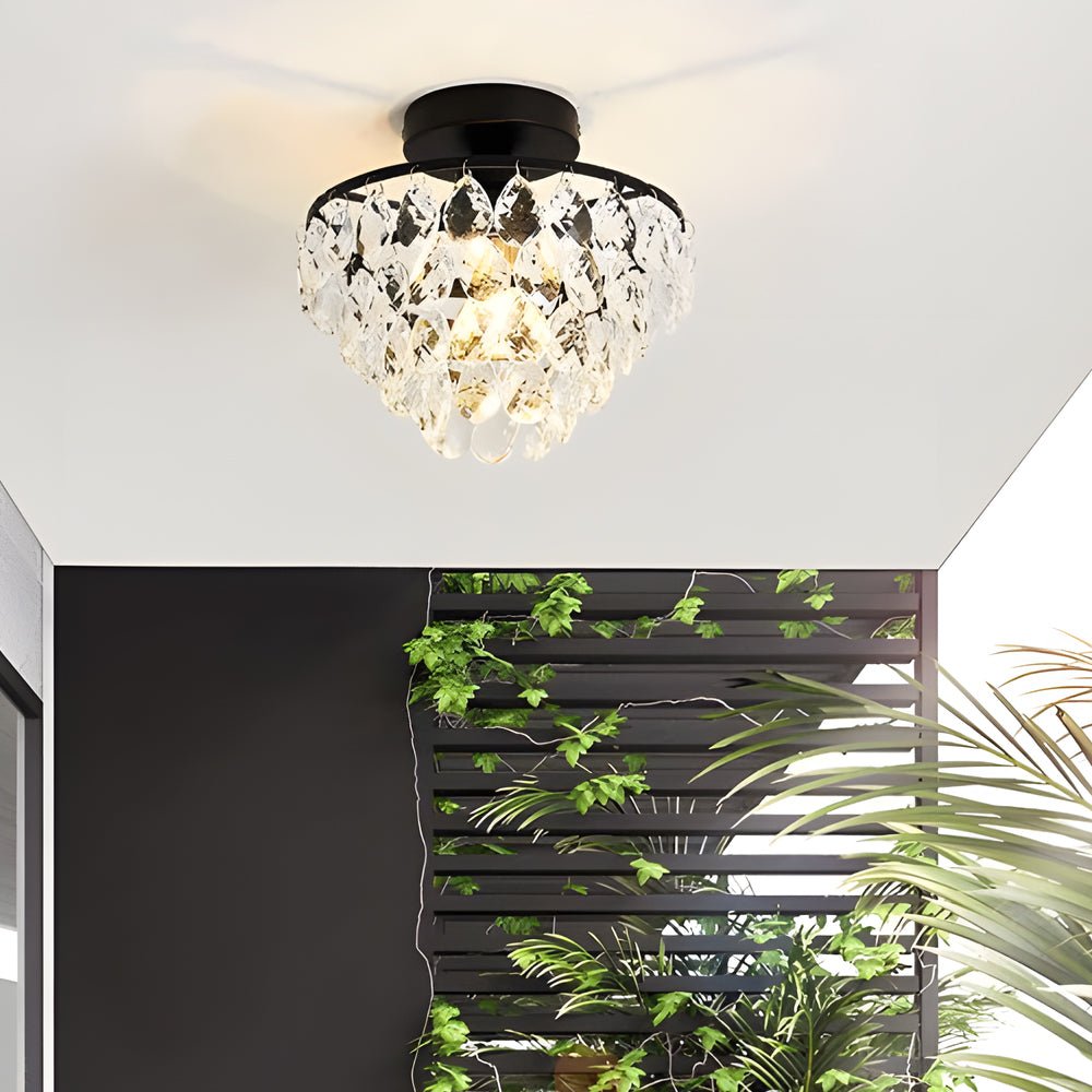 Modern Round Black Crystal Chandelier - Simple Luxury Ceiling Light Fixture