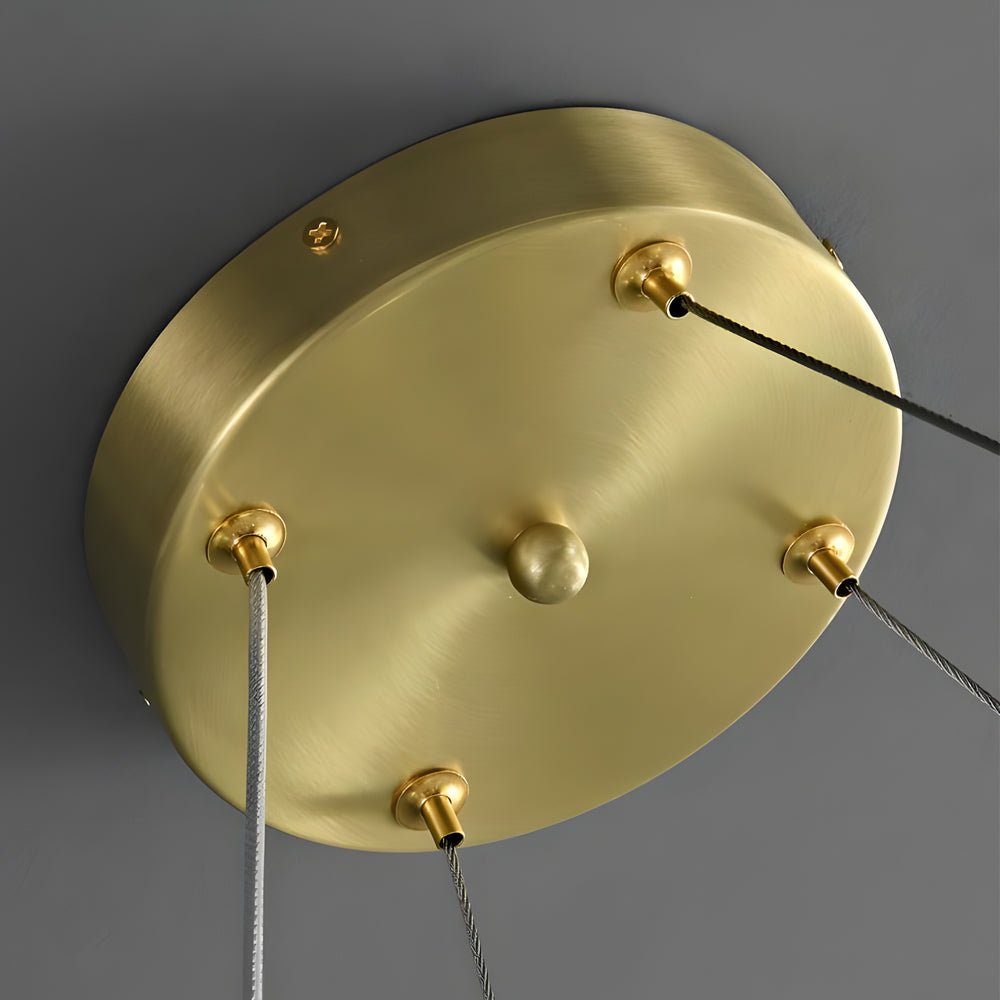 Round & Linear Crystal Chandelier — Copper, Gold Finish, E14, 3000K Warm White, Hardwired
