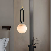 Round Marble Ball Mini Pendant — Copper and Black, Natural Texture, G9, 3000K Warm White