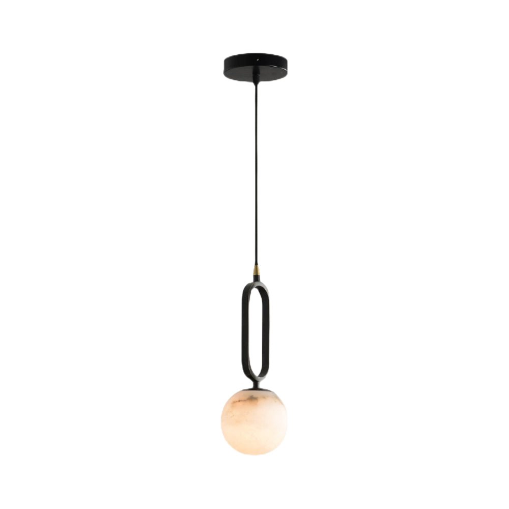 Round Marble Ball Mini Pendant — Copper and Black, Natural Texture, G9, 3000K Warm White