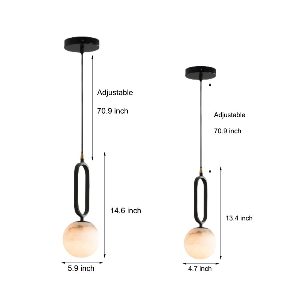 Round Marble Ball Mini Pendant — Copper and Black, Natural Texture, G9, 3000K Warm White