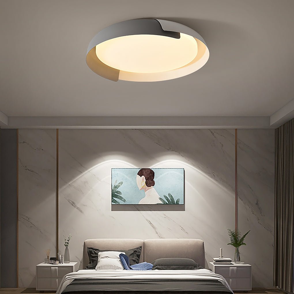 round minimalist led ceiling light with stepless dimming for bedroom