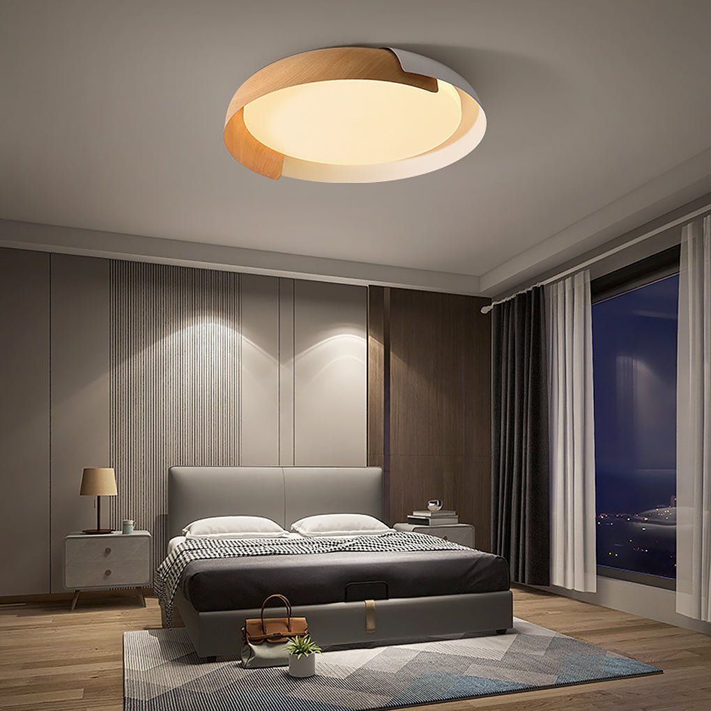 round minimalist led ceiling light with stepless dimming for bedroom